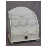 white wooden desktop organizer