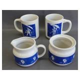 Vtg Morton Salt Mug Set W/ Sugar Bowl & Creamer