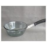 vintage Pyrex Flameware blue tint glass saucepan