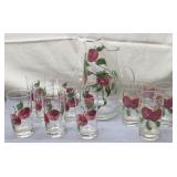 vintage Franciscan Apple pitcher and glasses-as is