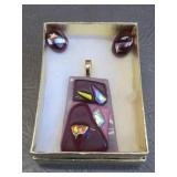 handcrafted dichroic art glass pendant/earrings