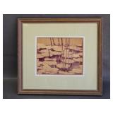 serene waterlily scene matted & framed