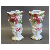 vintage hand-shaped porcelain bud vases
