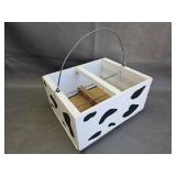 Cow print wooden crate
