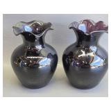 vintage black amethyst glass vases