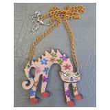 Acrylic Floral Cute Cat Necklace