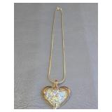multi-colored fused glass heart pendant