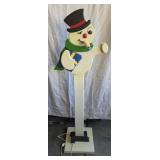 hand-painted wood snowman lighted decoration