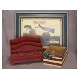 Americana-style wooden desktop organizers & print
