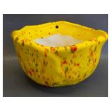 yellow confetti-splattered ceramic planter bowl