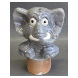 ceramic gray elephant pie bird-chipped