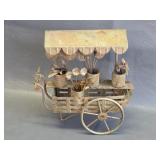 vintage tin flower cart sculpture
