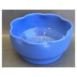 vintage blue ceramic ruffled edge bowl