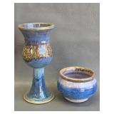 vintage studio art pottery goblet & bowl