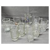 Assorted vintage clear glass beer mugs