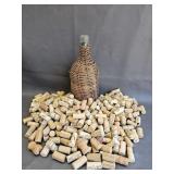 Wicker wrapped bottle & natural wine corks