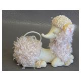 ceramic poodle figurine w/fuzzy, curly hair