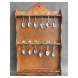 vintage wooden souvenir spoon holder