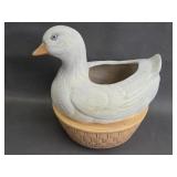 Duck on a basket planter