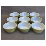 vintage Fire King Green Milk Glass Bowls