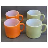 Vtg Orange & Green Fedreral Milk Glass Mugs