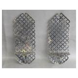 vintage MCM black metal mesh candle sconces
