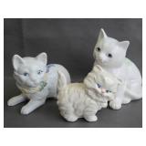 vintage white ceramic cat figurines