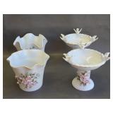 Lefton porcelain mini birdbath & planter-as is