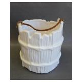 vintage pottery white barrel planter
