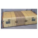 vintage 1940s stripe suitcase-as is