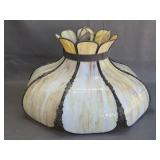 Vtg Caramel Cream Swirl Slag Glass Hanging Lamp