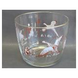 vintage pheasant hunting glass ice bucket