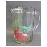 Vintage Cherries Glass Juice Pitcher