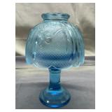 Blue Glass Floral Fairy Lamp -as is crack