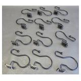 Black double shower curtain hooks