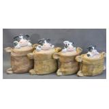Cow In Burlap Gunny Sack Ceramic Canister Set