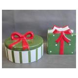 Christmas present-shaped canister & napkin holder