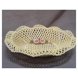 woven porcelain decorative basket - as is