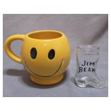 McCoy Pottery Smiley Face mug & Jim Beam shot