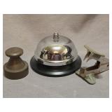 classic metal desk call bell & brass scale weight