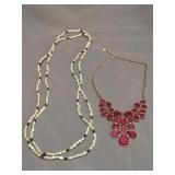 White Black Beaded & gold-tone teardrop Necklace