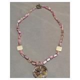 pink shell and mother-of-pearl flower pendant