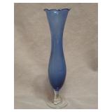 vintage blue glass bud vase