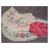 assorted vintage hand-embroidered linens & doilies