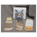 cat-print purse & socks