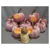 pink velvet decorative pumpkins & figurine