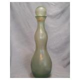 vintage frosted green art glass bottle