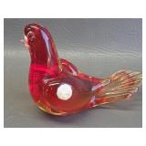 Murano 'Cardinal of Love' handblown glass bird