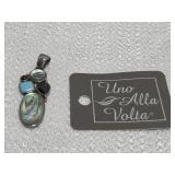 handcrafted multi-stone & abalone shell pendant