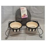 double pet bowl set & dog harness backpack